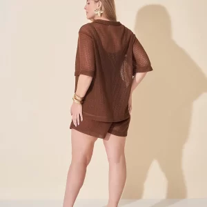 Camisa Crochet Marrom